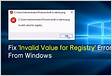 How To Fix Invalid Value for Registry Error From